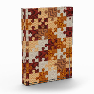 Faux wood jigsaw puzzle acrylic award