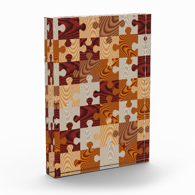 Faux wood jigsaw puzzle acrylic award (Left)
