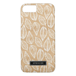 Faux Wood   Leaves Pattern Custom iPhone 7 Case