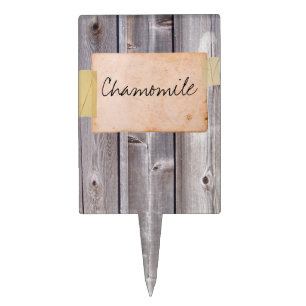 Faux Wood & Old Paper Custom Garden Marker Cake Topper