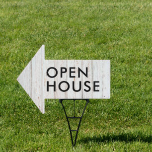 Faux Wood Open House Directional Sign