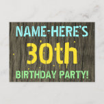 [ Thumbnail: Faux Wood, Painted Text Look, 30th Birthday + Name Invitation ]