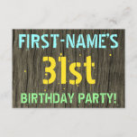 [ Thumbnail: Faux Wood, Painted Text Look, 31st Birthday + Name Invitation ]
