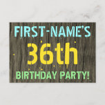 [ Thumbnail: Faux Wood, Painted Text Look, 36th Birthday + Name Invitation ]