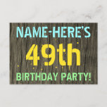 [ Thumbnail: Faux Wood, Painted Text Look, 49th Birthday + Name Invitation ]