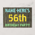 [ Thumbnail: Faux Wood, Painted Text Look, 56th Birthday + Name Invitation ]