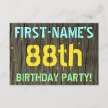 [ Thumbnail: Faux Wood, Painted Text Look, 88th Birthday + Name Invitation ]