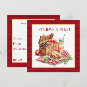 Faux wood picnic lovers invitation