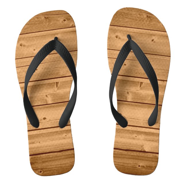 Faux Wood Plank Design Flip Flops (Footbed)