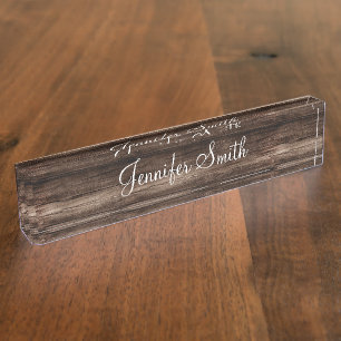 Faux Wood Plank Desk Name Plate