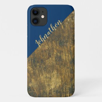 Faux Wood Rustic Distressed Blue Paint Dipped Iphone 11 Case by camcguire at Zazzle
