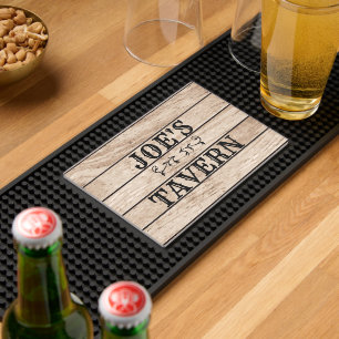 Faux Wood Sign Design Bar Mat