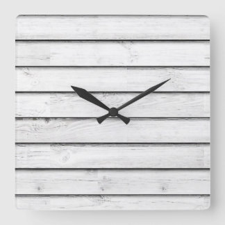 Faux Wood Slats | White | Customizable Square Wall Clock
