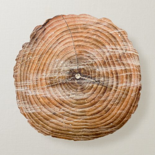 Faux Wood Slice Round Pillow