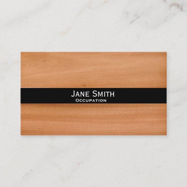 Faux wood stylish modern trendy customisable business card (Front)