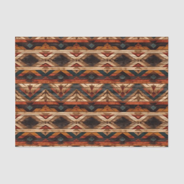 Faux wood tiled Western pattern decoupage  Tissue Paper (Front)