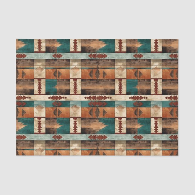 Faux wood tiled Western pattern decoupage  Tissue Paper (Front)