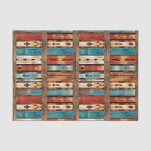 Faux wood tiled Western pattern decoupage  Tissue Paper