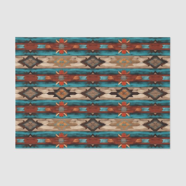 Faux wood tiled Western pattern decoupage  Tissue Paper (Front)