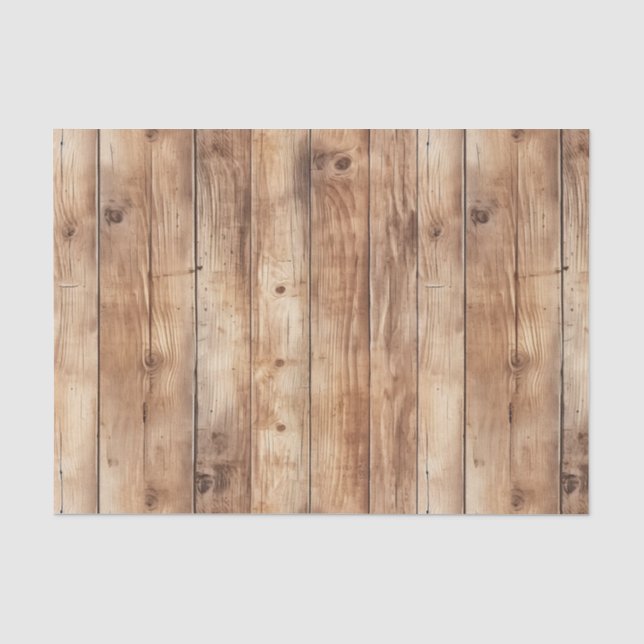 Faux Wood Western Cowboy Cowgirl Birthday Tissue Paper (Front)
