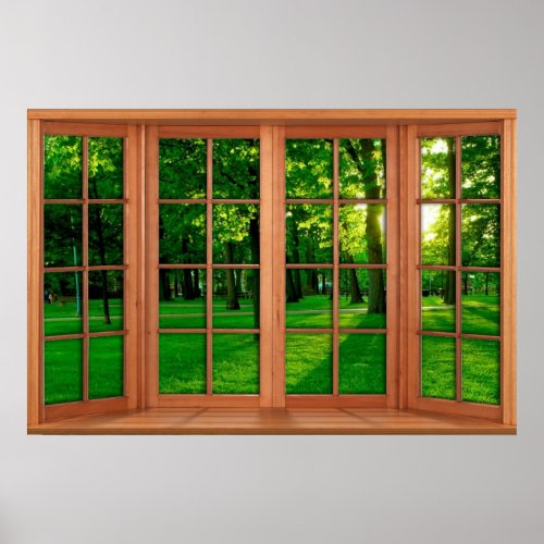 Faux Wooden Bay Window Illusion _ Green Park Poster