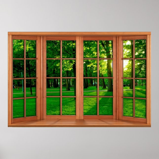 Faux Wooden Bay Window Illusion - Green Park Poster (Front)