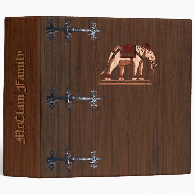 Faux Wooden Box With Elephant Album Binder (Front/Spine)