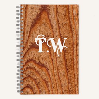 Faux Wooden Custom Initials Notebook