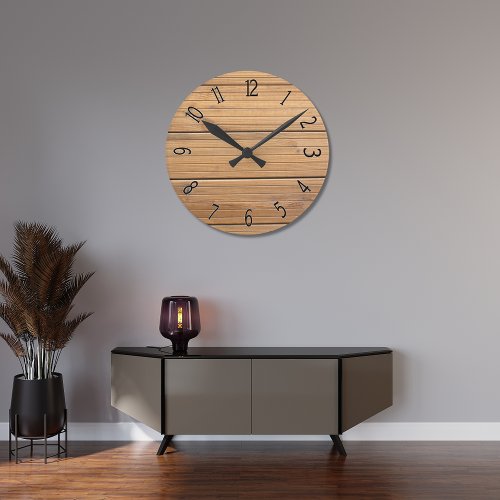 Faux Wooden Fancy Paneling Round Clock