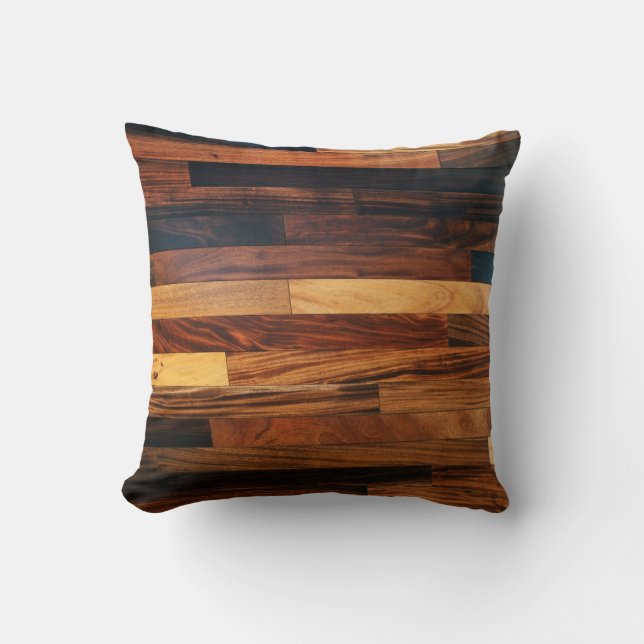 Faux Wooden Floor Slats Throw Pillow (Front)