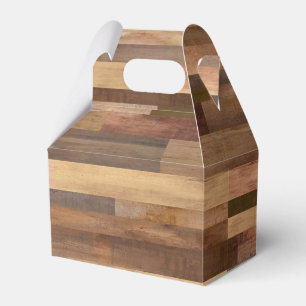 Faux Wooden Plank Timber Design Gable Favor Boxes