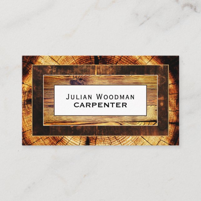 Faux wooden texture frames  business card (Front)