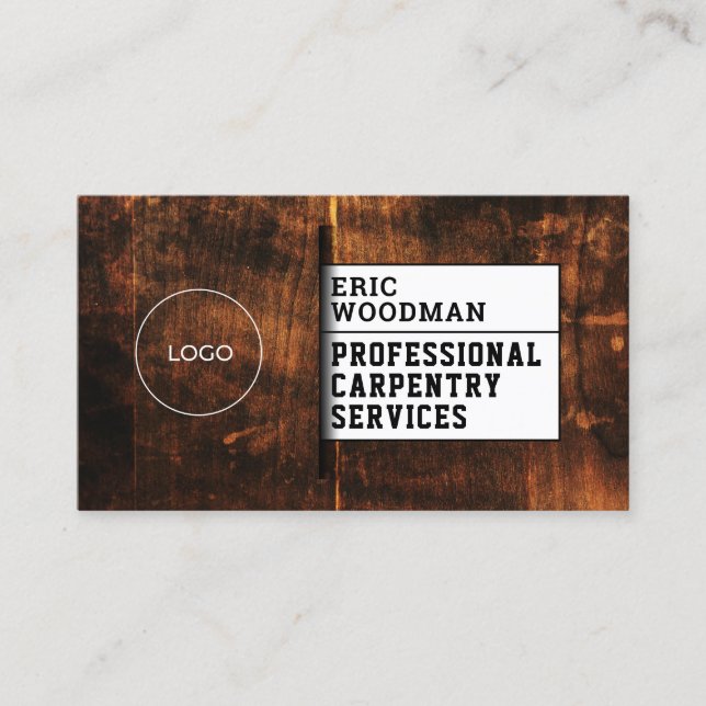 Faux wooden texture pocket  business card (Front)