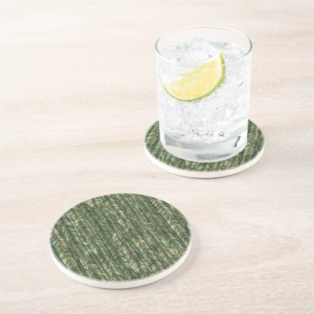 Faux Woven Green Threads Coaster (Side)