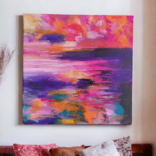 Faux Wrapped Canvas Print abstract art purplepink