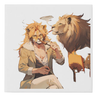 Faux Wrapped Canvas Print lion 
