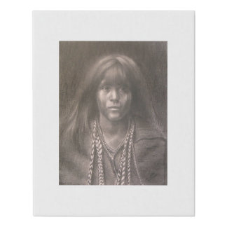 Faux Wrapped Canvas Print of Native American Child