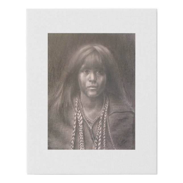 Faux Wrapped Canvas Print of Native American Child (Front)