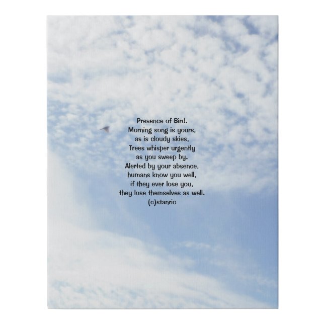 Faux Wrapped Canvas Print photograph with poem (Front)