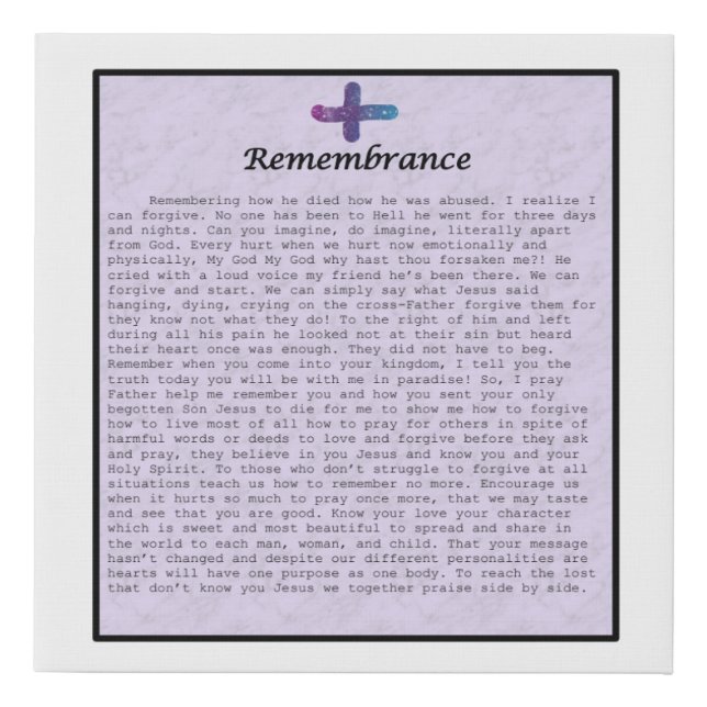 Faux Wrapped Canvas Print  "Rememberance" (Front)
