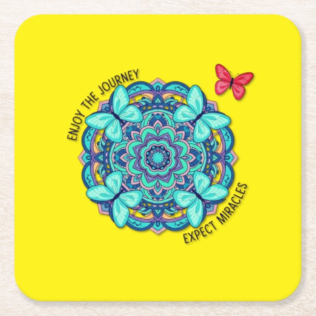 Faux Wrapped Canvas Print Square Paper Coaster (Front)