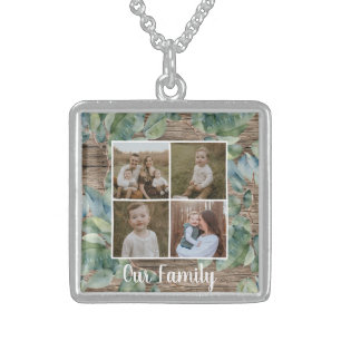 Faux Wrapped Canvas Print Sterling Silver Necklace