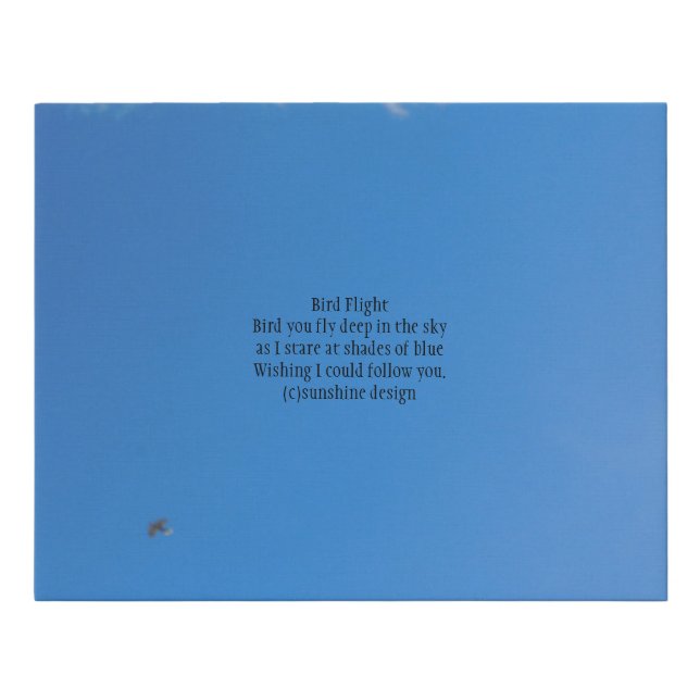 Faux Wrapped Canvas Print style Bird Flight  Poem  (Front)