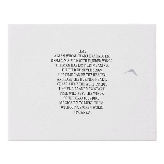 Faux Wrapped Canvas Print style Time Poem  (Front)