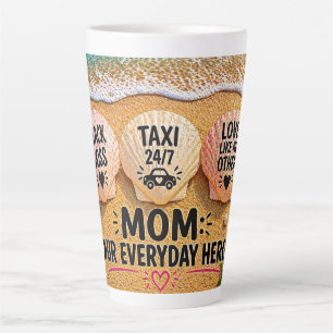 Faux Wrapped Canvas PrintFunny Mom Beach Shirt – S Latte Mug