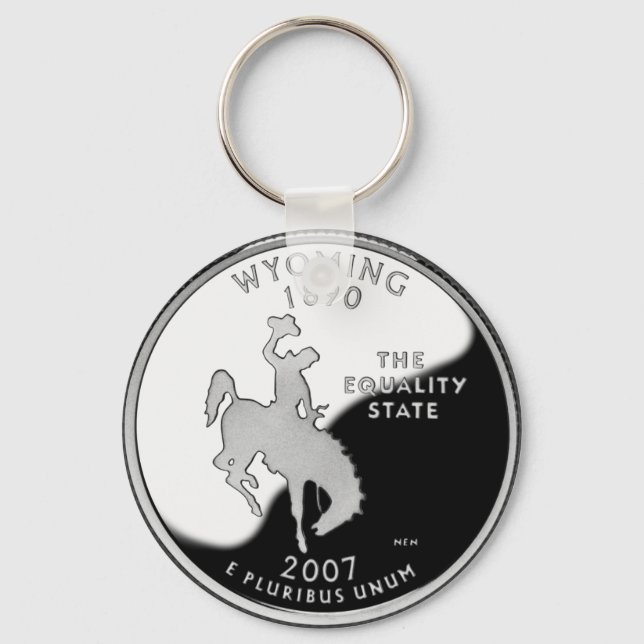 Faux Wyoming State Quarter Keychain (Front)