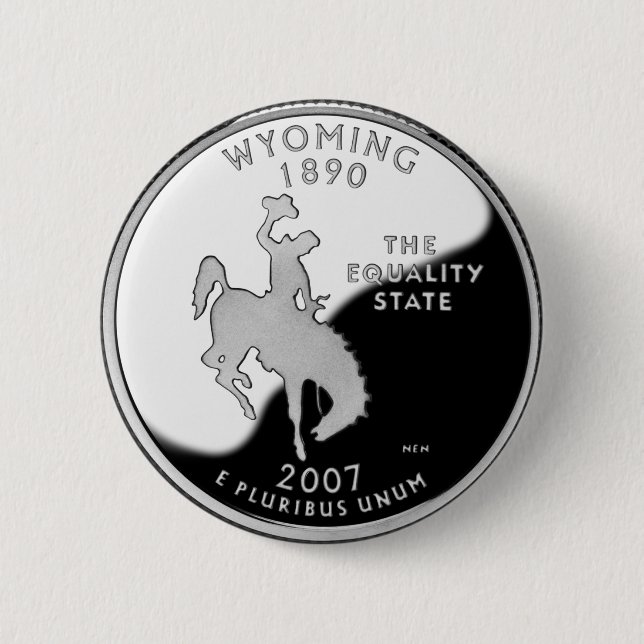 Faux Wyoming State Quarter Pinback Button (Front)
