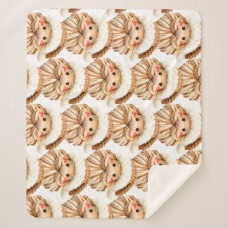 Faux yarn notch-hook Santa face Christmas Sherpa Blanket