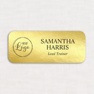 Faux Yellow Gold Gradient Foil Your Logo Name Tag