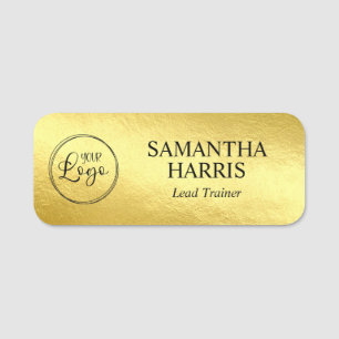 Faux Yellow Gold Gradient Foil Your Logo Name Tag